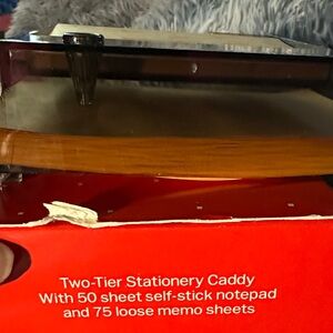 Two Tier stationary Caddy With 50 Sheets Self notepad and 75 loose memo sheets
